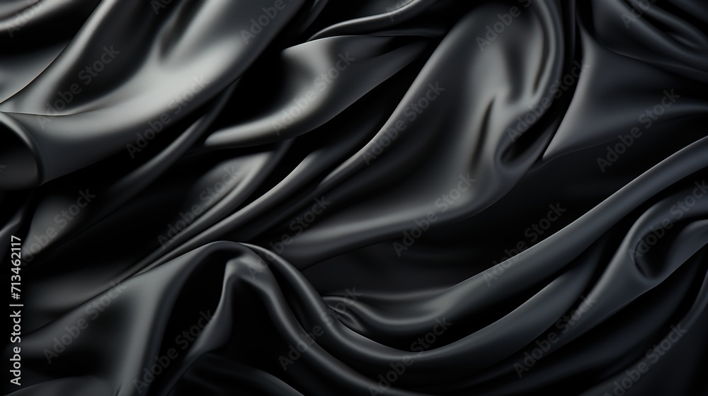 Fototapeta premium Midnight Luster: The Luxurious Feel of Black Satin Fabric Weave Creates a Soft and Smooth Wallpaper Background