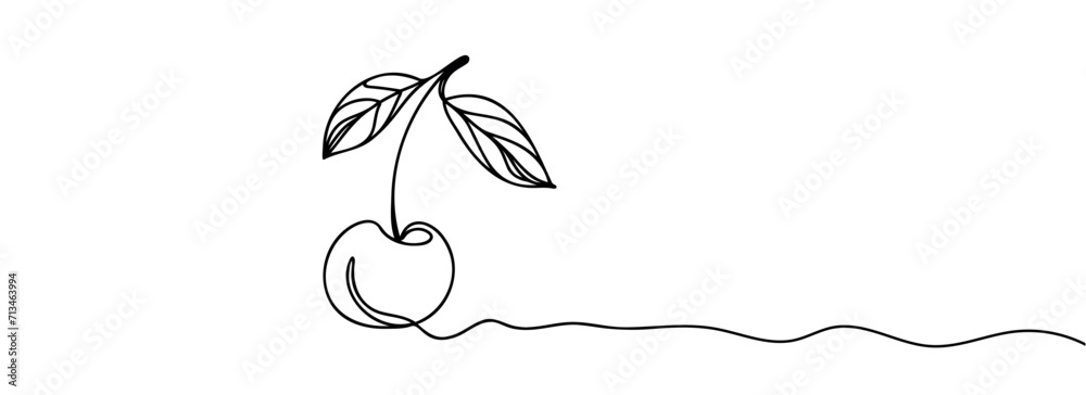 One continuous line drawing of a cherry blossom. One continuous line drawing of a cherry blossom.