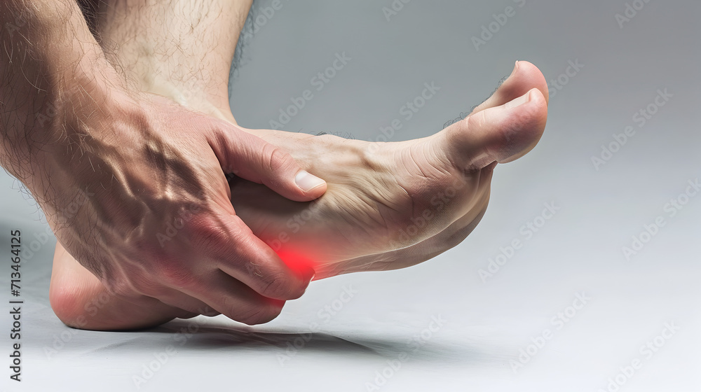 Inflammation at sole. Concept of foot pain.