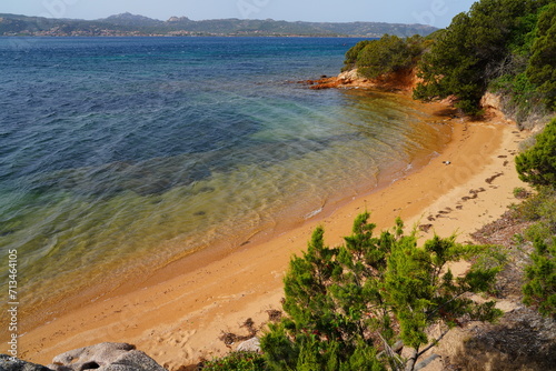 View of the sea and shoreline near Baja Sardinia on the (Emerald Coast), an exclusive coastal destination in Northern Sardinia on the Tyrrhenian Sea photo