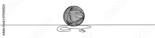 Ball of yarn in continuous one line art drawing style