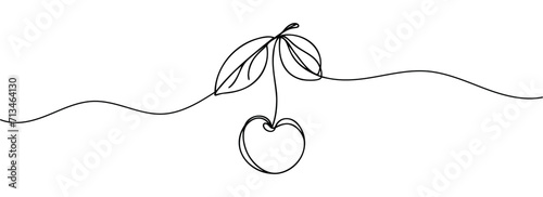 One continuous line drawing of a cherry blossom.