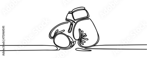 Continuous one line drawing of boxing gloves
