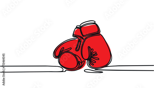 Continuous one line drawing of boxing gloves