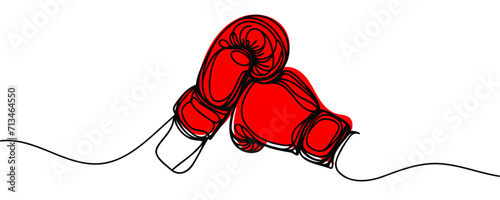 Continuous one line drawing of boxing gloves