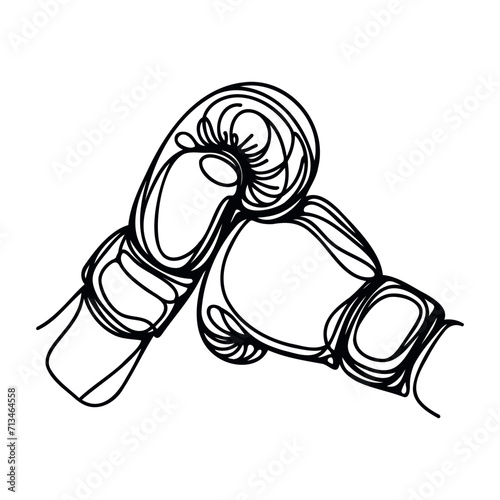 Continuous one line drawing of boxing gloves