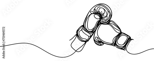 Continuous one line drawing of boxing gloves