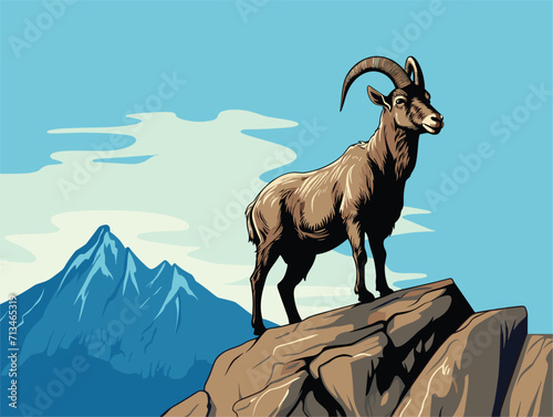 mountain goat on a rock photo