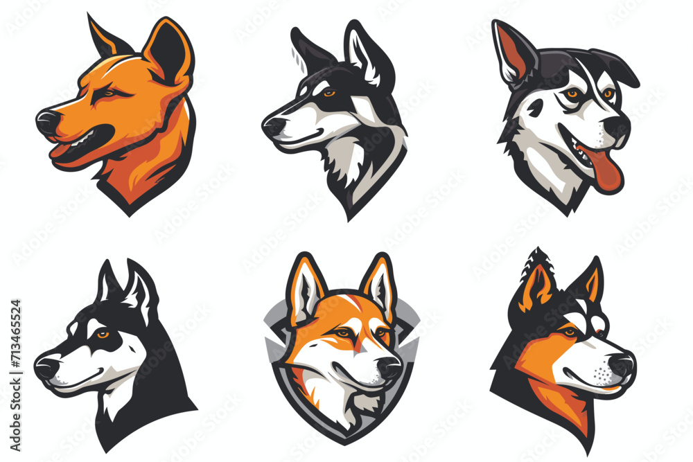 Esport vector logo dog, icon, vector, sticker, set, collection, group, head