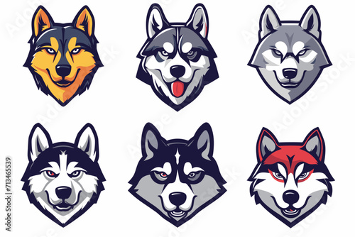 Esport vector logo dog, icon, vector, sticker, set, collection, group, head