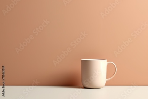 A classic ceramic cup of coffee on a clean table against clean background. Generative AI.