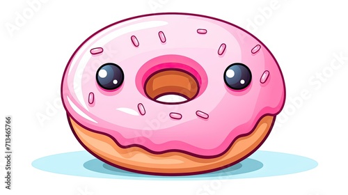 Isolated sweet, tasty donut with pink eyes on a white background, a sugary treat that adds a touch of whimsy and indulgence to your day.