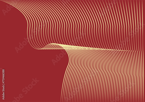 Fondo de malla ondulada dorada en fondo rojo.