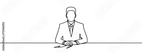 continuous line drawing of Successful business owners stand with their arms crossed. businessman standing isolated over white background