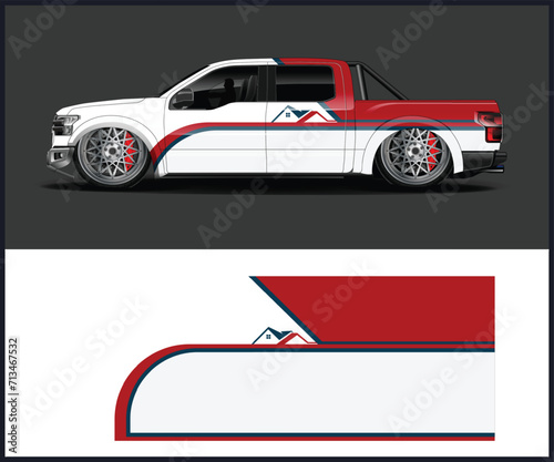 Racing car wrap design vector. Graphic abstract stripe racing background