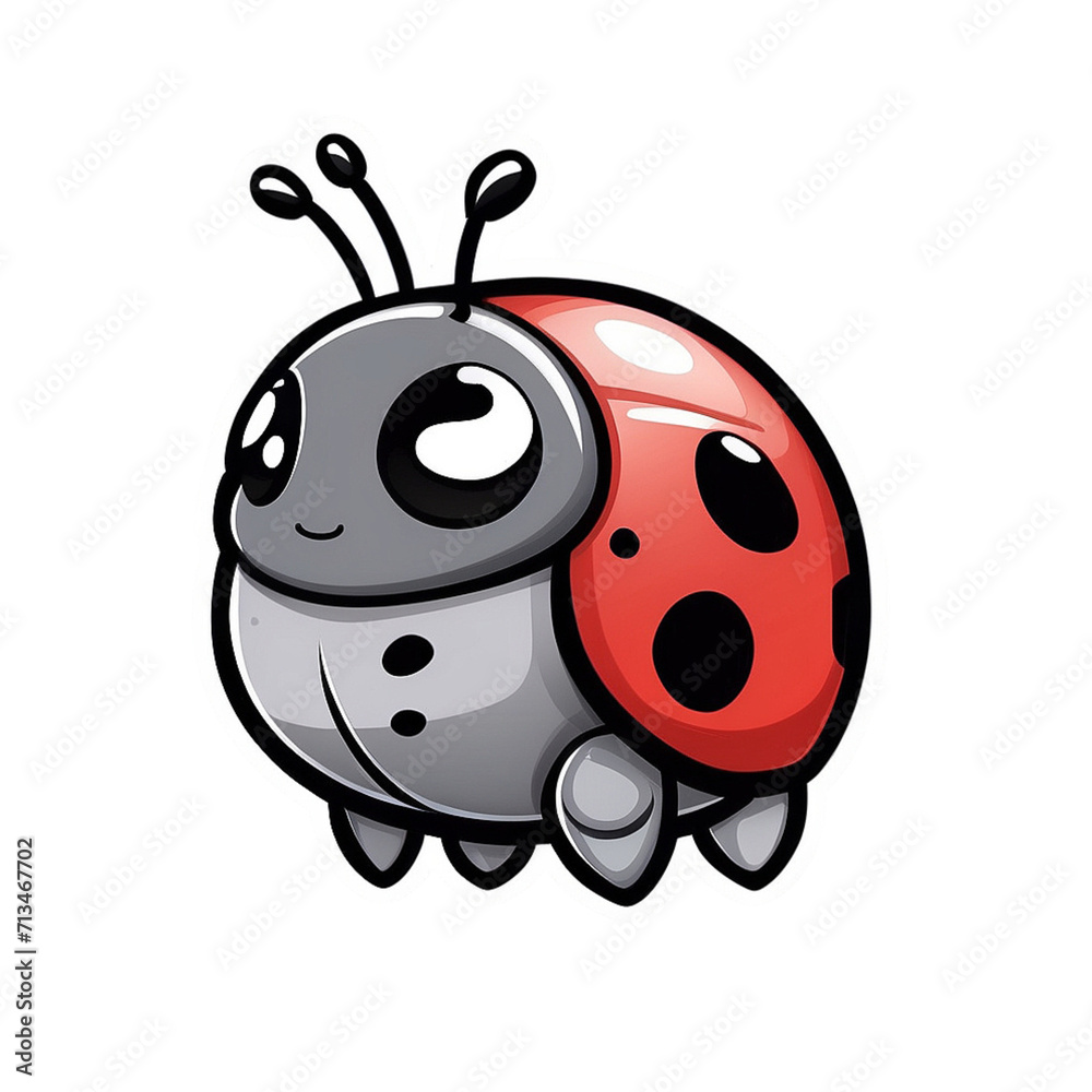 Obraz premium Lively Ladybug Loveliness Sticker: Tiny and Adorable Ladybug with Playful Spots, a Whimsical Touch to Bring Luck and Charm to Your Gadgets, Notebooks, and Everyday Items, generative ai