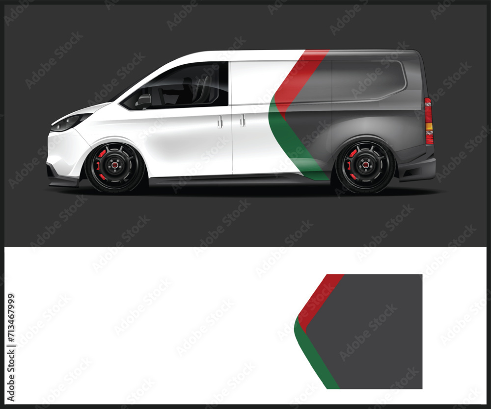 Racing car wrap design vector. Graphic abstract stripe racing background