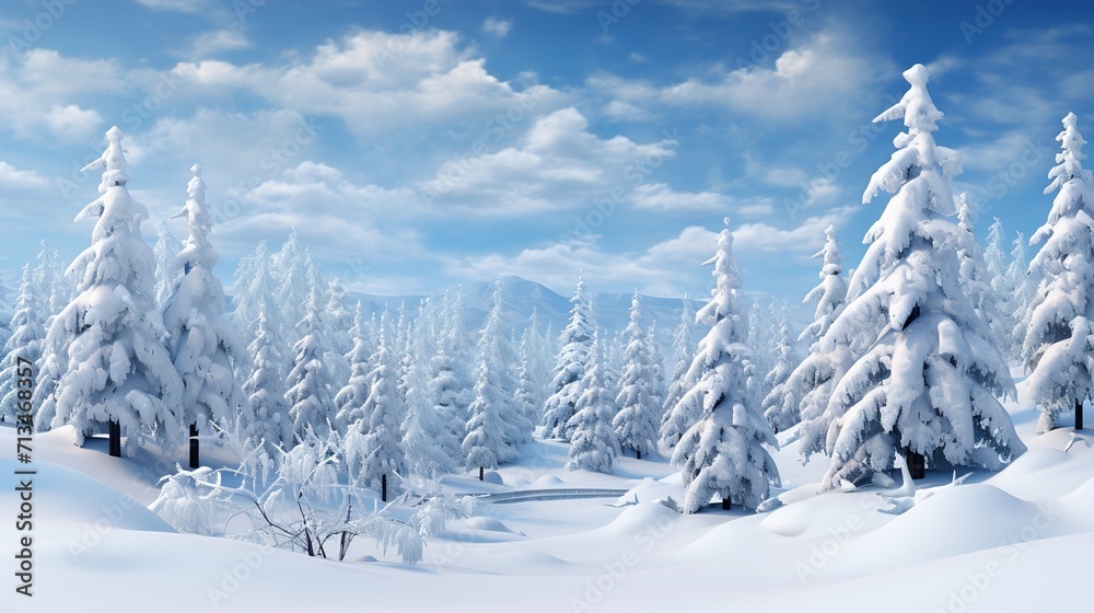 Fototapeta premium snow covered trees in the forest