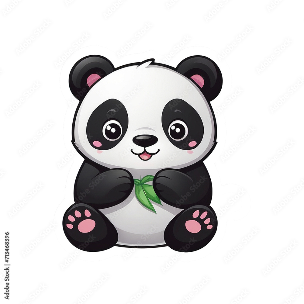 Naklejka premium cute panda sticker png, generative ai