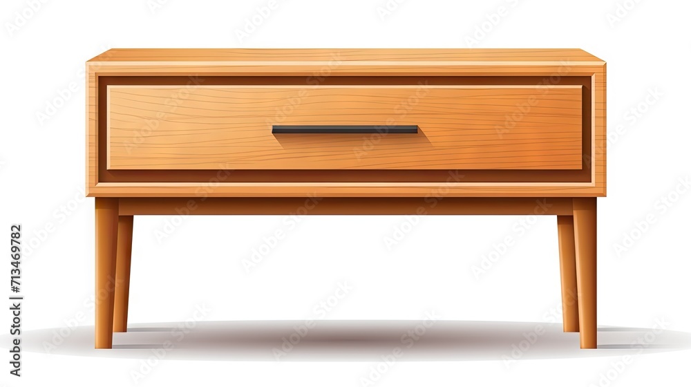 A modern wooden nightstand with a drawer, isolated on a white background, showcasing functional design and elegance for organized bedside essentials