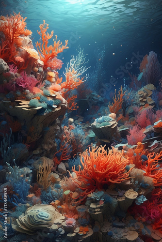 gorgeous landscape painted paper underwater