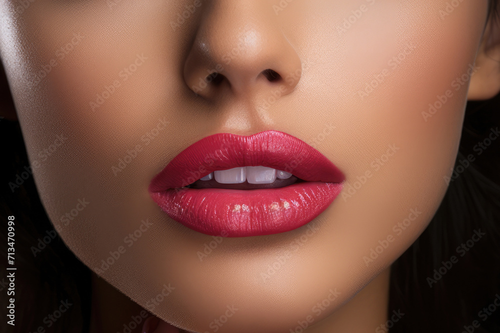 Female face with make-up with sensual open mouth Female face with make-up with sensual open mouth
