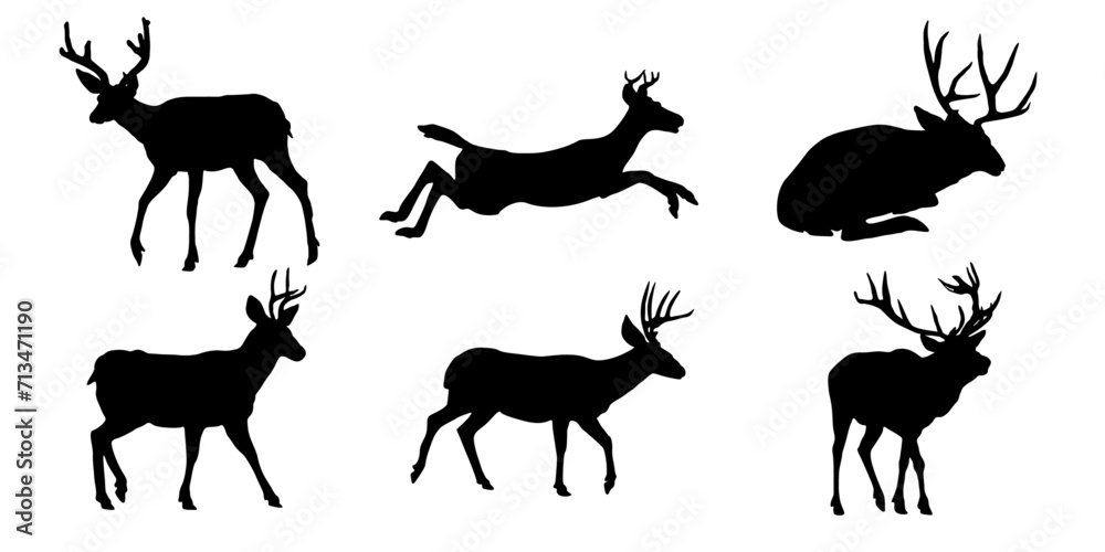 set of reindeer silhouettes