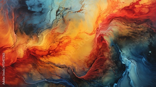 Wallpaper Mural Abstract Blue and Orange Psychedelic Fluid Blend Oil Painting Texture Background Illustration Torontodigital.ca