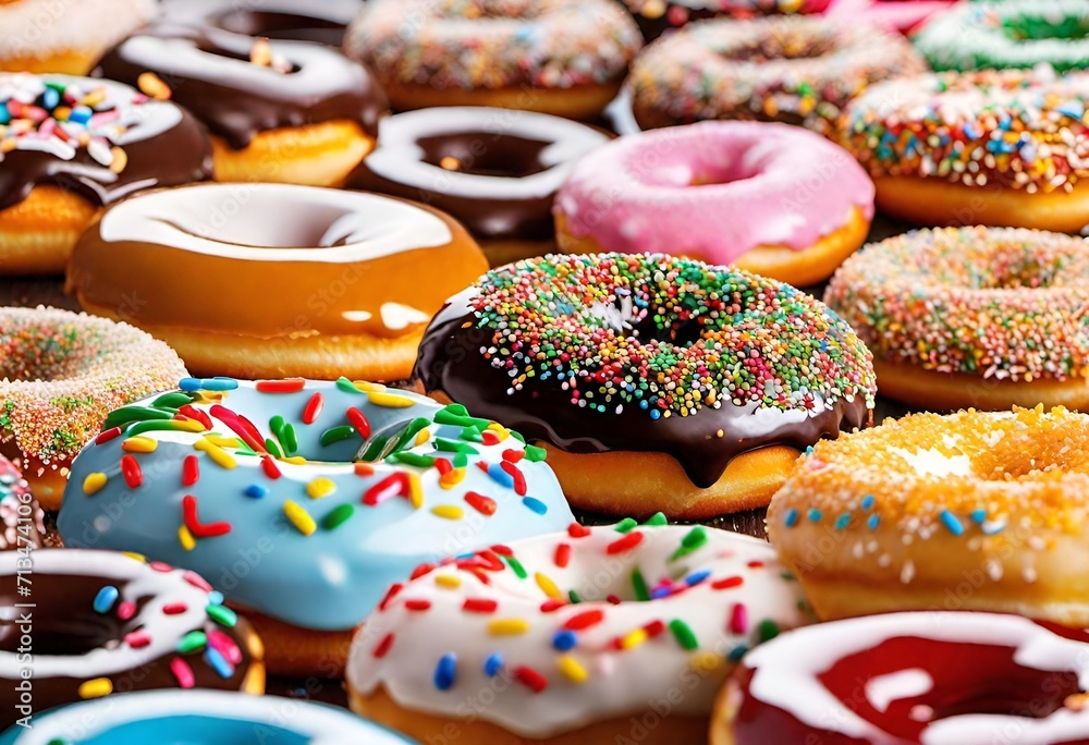 Collection of colorful donuts for Donut Day and
Mardi Gras