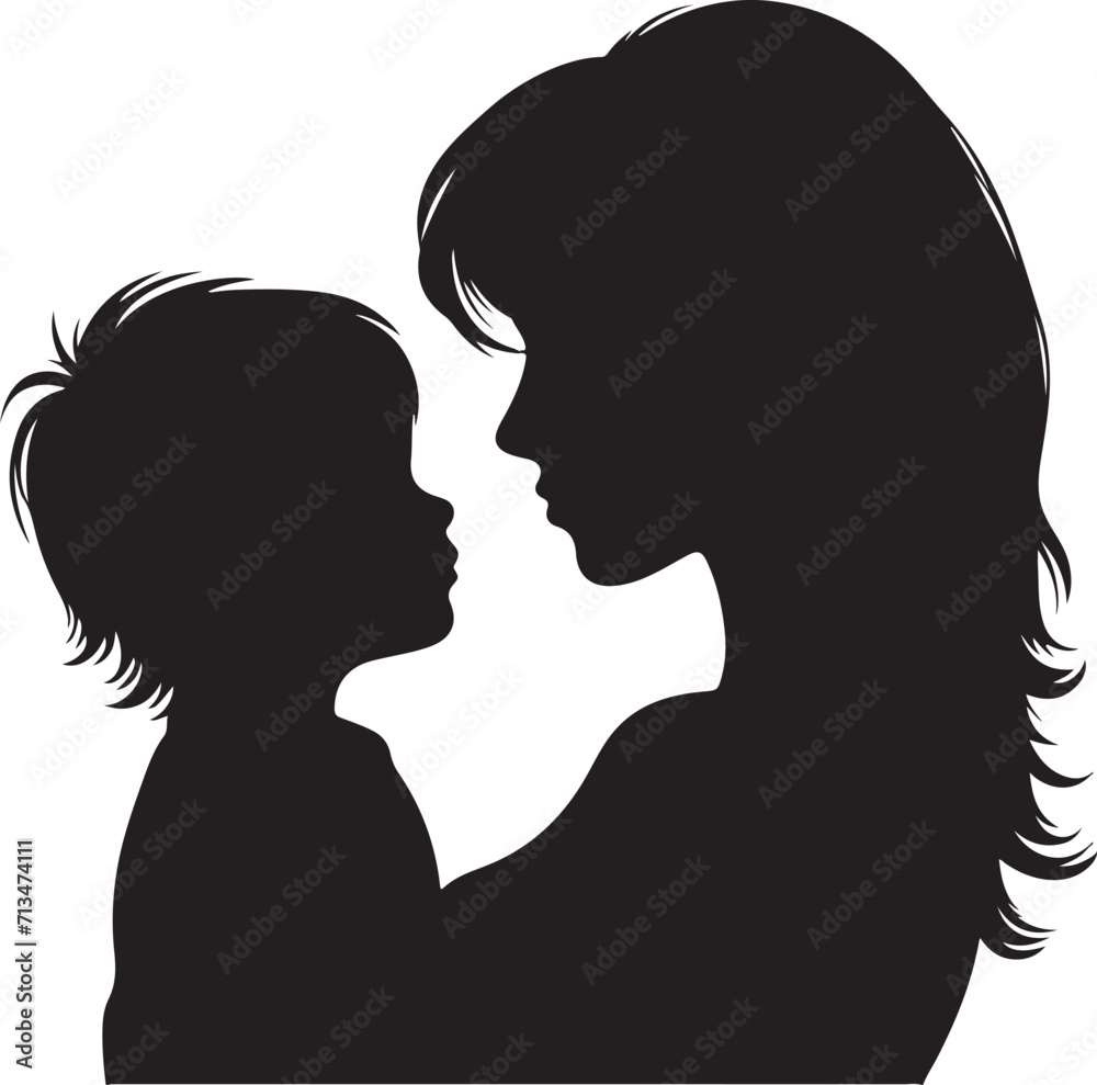 Mom and child silhouette image.