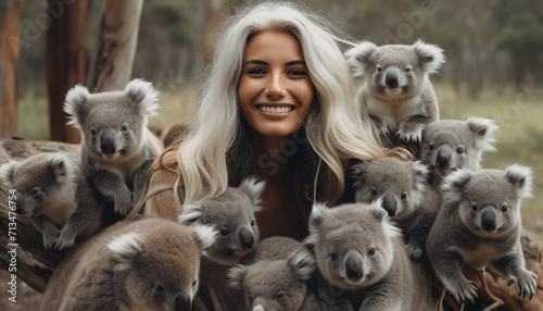 young grandma with long silver hair happy hair