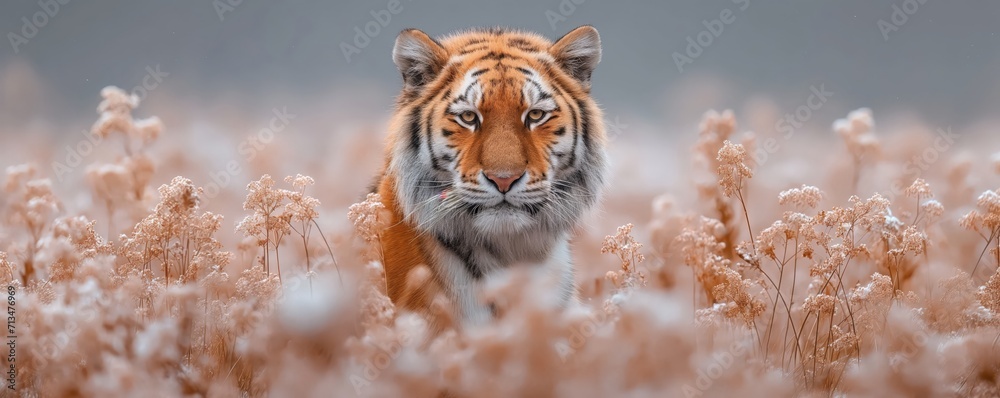 Obraz premium tiger in the jungle. walks in the forest and searches. created by ai