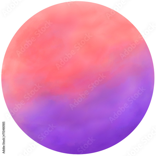 Colorful red and purple watercolor circle illustration .