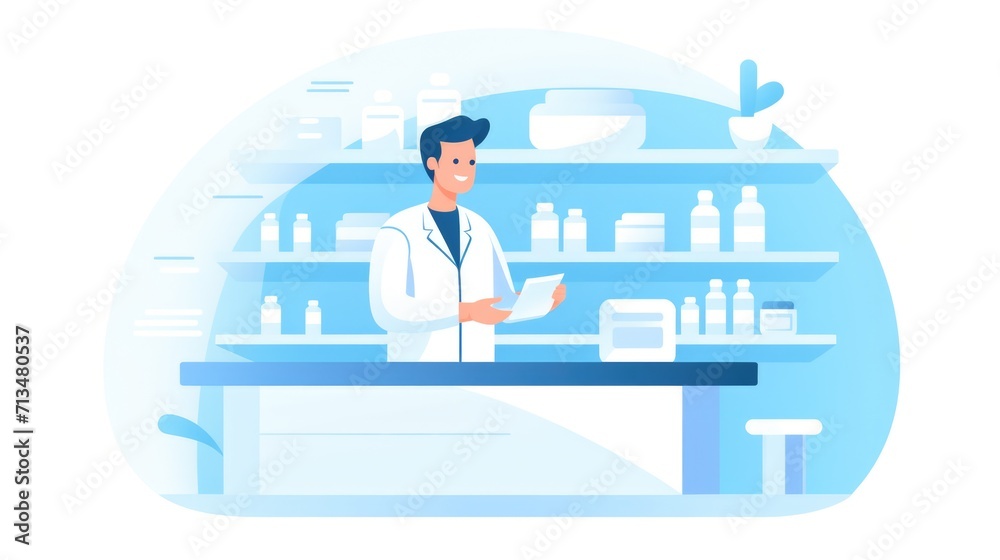 Obraz premium a pharmacist , icon illustration, flat design