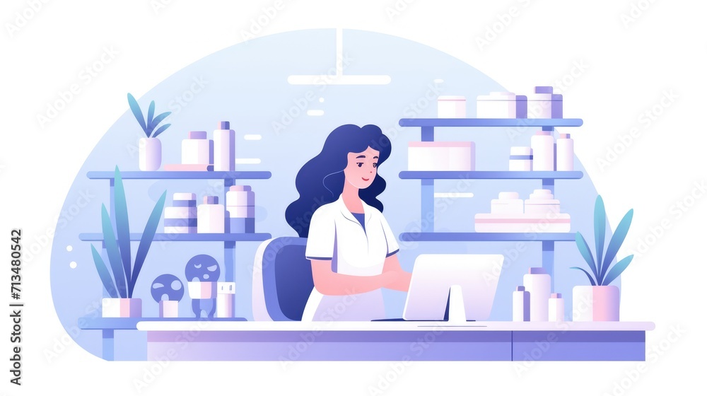 a pharmacist , icon illustration, flat design	
