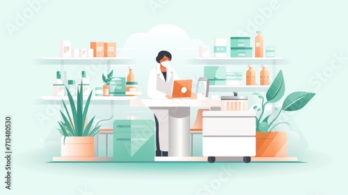 a pharmacist , icon illustration, flat design	
 photo