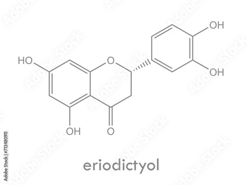 Eriodictyol structure. Bitter-masking flavanone (flavonoid).