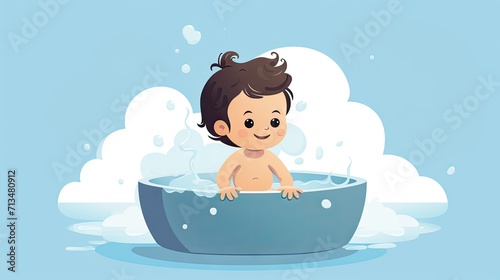 delightful illustrations of a baby enjoying bathtime