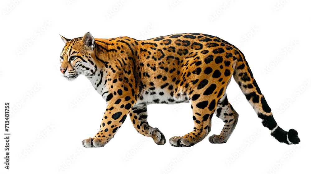 Majestic Leopard Walking on a White Background Majestic Leopard Walking on a White Background
