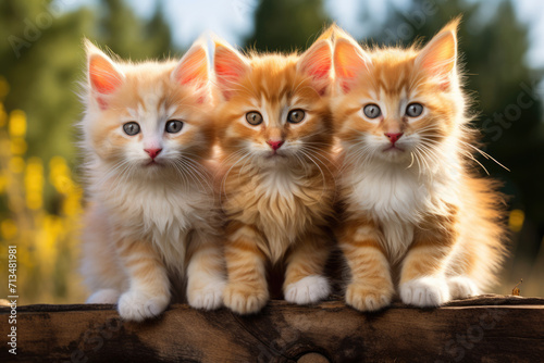 Little fluffy cute red kittens