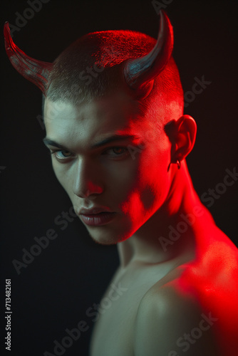 Devil Man with Red Horns