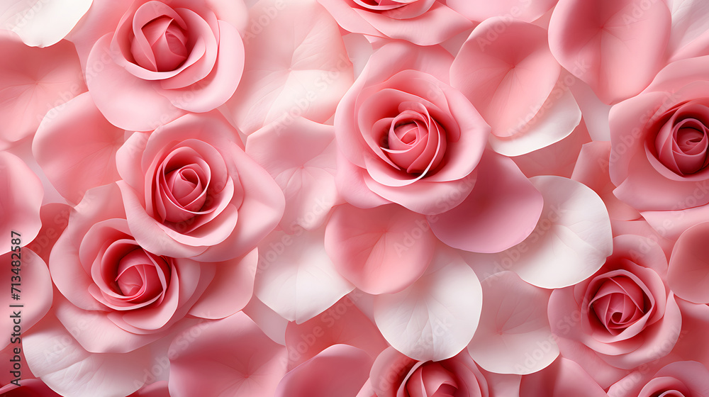 Pink Rose and petals top view Pink Rose and petals top view