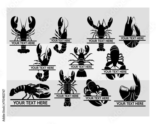 Lobster Split Monogram, Lobster SVG, Seafood, Lobster Bundle, Lobster Clipart, Lobster Fish, Crawfish, Crayfish, Prawn, Shellfish, Vector, Split Monogram, Lobster Monogram Svg
