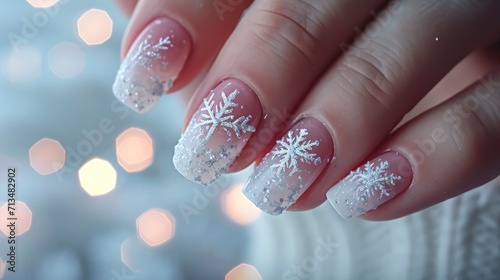 beautiful, eye catching winter nail art, viral photo, Beautiful lighting,pastel bokeh background photo