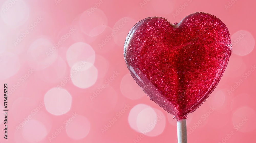 close up of a heart shaped lollipop on a pink background close up of a heart shaped lollipop on a pink background