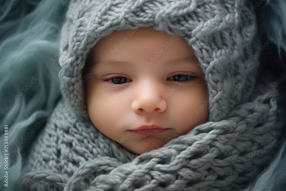 Small newborn baby in warm clothes Small newborn baby in warm clothes