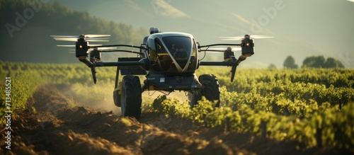 vineyard sprayer drone. smart farming concept