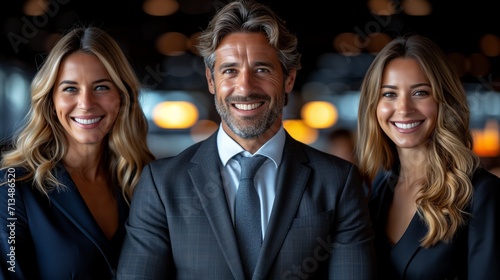 Professional team portrait with smiling businessman and businesswomen