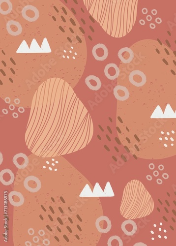 hand drawn boho minimal background, pink abstract  background