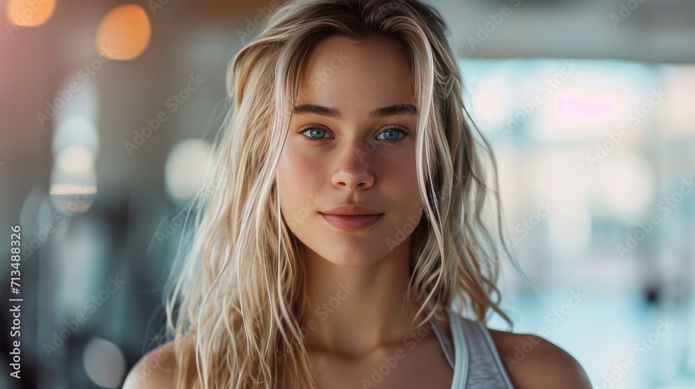 Beautiful blonde model, happy vibes